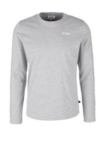 Q/S Designed By, Herren Longsleeve, Graumeliert / Weiß