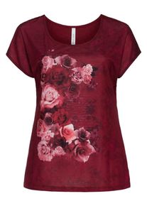 SheeGOTit, Damen T-Shirt im Materialmix, Blutrot