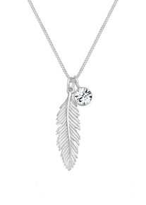 Elli, Damen Halskette 'Boho, Feder, Solitär', Silber
