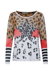 Oui, Damen Pullover, Camel / Rot