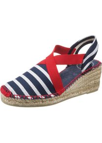 Toni Pons, Damen Keilsandaletten, Blau / Rot / Wei&szlig;