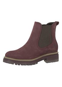 Tamaris, Damen Chelsea Boots, Hellbeige / Dunkelbraun / Rotviolett