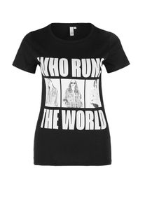 Q/S Designed By, Damen T-Shirt, Schwarz / Wei&szlig;