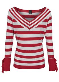 Heine, Damen Pullover, Rot / Wei&szlig;