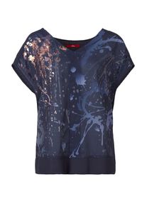 s.Oliver RED LABEL, Damen T-Shirt mit Metallic-Print, Nachtblau