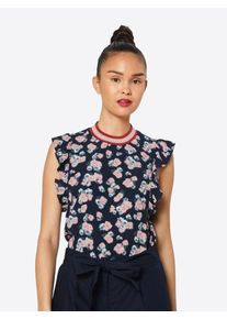 Review, Damen Blusentop 'RIBCOLLAR BLOUSE', Nachtblau / Rosa