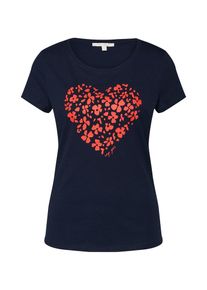 Tom Tailor Denim, Damen T-Shirt, Navy / Orangerot