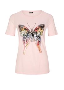 s.Oliver BLACK LABEL, Damen T-Shirt mit Butterfly-Artwork, Rosa