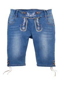 Marjo, Damen Trachtenbermuda mit Used Effekt, Blue Denim