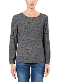 Q/S Designed By, Damen Bluse mit Grafik-Muster, Grau / Schwarz