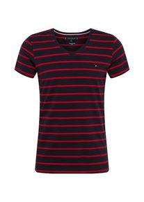 Tommy Hilfiger, Herren Shirt 'STRETCH SLIM FIT VNECK TEE', Dunkelblau / Rot