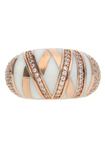 JOOP!, Damen Fingerring Silber Rosegold Stripes, Rosegold / Wei&szlig;