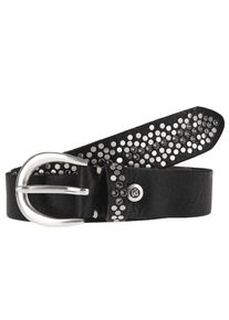 B.belt Handmade In Germany, Damen Ledergürtel MIT NIETEN UND STRASSSTEINEN, Schwarz / Silber