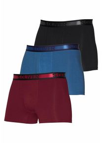 s.Oliver RED LABEL, Herren Boxershorts 3er Pack, Blau / Rot / Schwarz