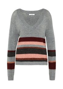 Pieces, Damen Pullover 'Pcrokita', Graumeliert / Rosa / Weinrot