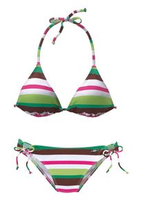 Buffalo, Damen Triangelbikini, Braun / Gr&uuml;n / Apfel / Neonpink / Wei&szlig;
