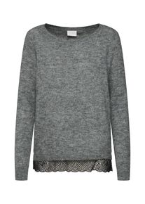 Vila, Damen Pullover, Graumeliert / Schwarz