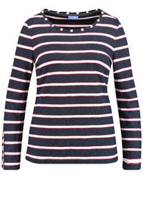 SAMOON, Damen T-Shirt, Nachtblau / Hellrot / Weiß
