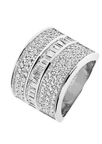 SIF JAKOBS, Damen ring 'Corte Grande', Silber / Wei&szlig;