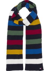 Tommy Hilfiger, Damen Schal 'MASCOT STRIPE', Royalblau / Senf / Grasgrün / Feuerrot / Schwarz / Weiß