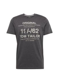 Tom Tailor, Herren T-Shirt, Basaltgrau / Weiß