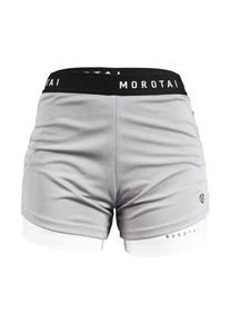 MOROTAI, Damen Kurze Sporthose 'Shorts', Grau / Schwarz / Wei&szlig;