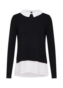 comma, Damen Pullover, Schwarz / Wei&szlig;