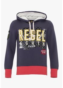 PLUS EIGHTEEN, Herren Kapuzenpullover, Gelb / Dunkellila / Dunkelpink
