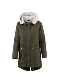 Tom Tailor Denim, Damen Parka, Grasgrün / Weiß