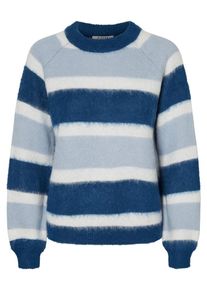 Pieces, Damen Pullover 'Bippa', Hellblau / Dunkelblau / Weiß
