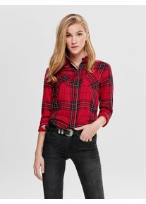 Only, Damen Hemd, Rot / Schwarz