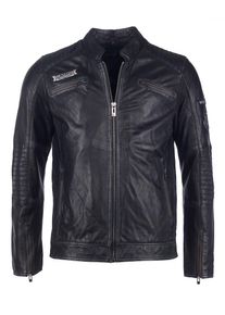 Maze, Herren Lederjacke 'Dundee', Nachtblau