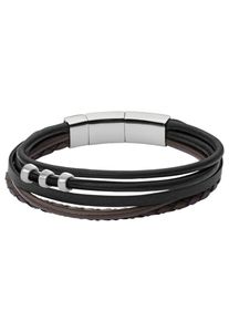 Fossil, Herren Armband 'JF02212040', Dunkelbraun / Schwarz / Silber