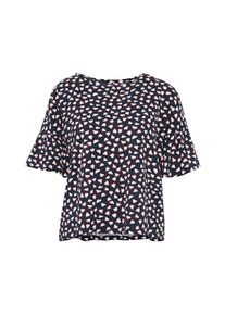 Tom Tailor Denim, Damen T-Shirt Shirt mit Herzen und Volantärmeln, Navy / Rot / Weiß