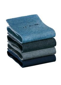 H.I.S. HIS JEANS, Damen Socken (4 Paar) ohne einschneidendes B&uuml;ndchen, Blau / Grau