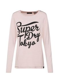 Superdry, Damen Langarmshirt 'AMELIA LUREX GRAPHIC', Rosa / Weiß