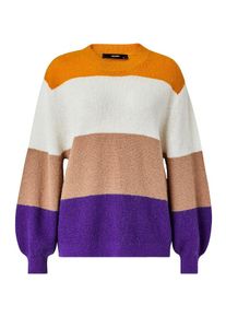 Hallhuber, Damen Pullover, Hellbraun / Dunkellila / Orange / Weiß