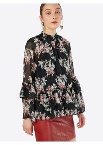 Vila, Damen Sommerbluse 'FLOUNCE', Mischfarben / Schwarz