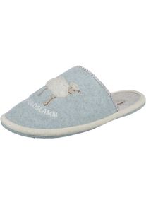 Adelheid, Damen Hausschuhe 'Unschuldslamm', Hellblau / Wei&szlig;