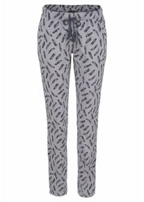 Lascana, Damen Lange Hose mit elastischen Hosenbeinabschl&uuml;ssen, Hellgrau / Dunkelgrau