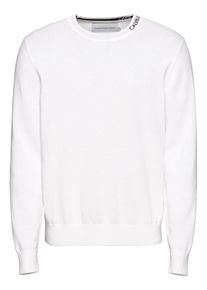 Calvin Klein Jeans, Herren Pullover 'MONOGRAM LOGO COTTON -2', Wei&szlig;