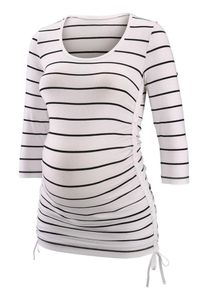 Neun Monate, Damen Umstandsshirt, Schwarz / Wei&szlig;