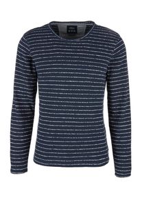 s.Oliver RED LABEL, Herren Longsleeve, Nachtblau / Weiß