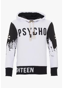 PLUS EIGHTEEN, Herren Kapuzenpullover, Schwarz / Wei&szlig;