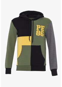 PLUS EIGHTEEN, Herren Kapuzenpullover, Gelb / Khaki / Schwarz