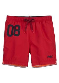 Superdry, Herren Badeshort 'Water', Nachtblau / Rot