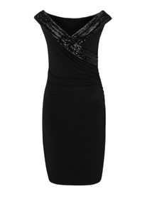 s.Oliver BLACK LABEL, Damen Figurbetontes Kleid mit Pailletten, Schwarz