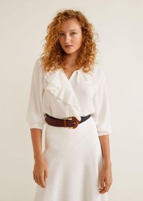Mango, Damen Bluse 'Plis2', Weißmeliert