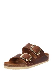 Birkenstock, Damen Pantoletten 'Arizona Big Buckle', Cognac / Gold