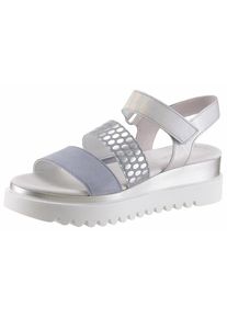 Gabor, Damen Sandalette, Taubenblau / Silber / Wei&szlig;